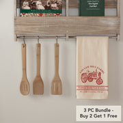 Sawyer Mill Red Tractor Muslin Unbleached Natural Tea Towel 19x28 (3 Piece Buy One, Get One Free Bundle)