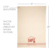 Sawyer Mill Red Tractor Muslin Unbleached Natural Tea Towel 19x28 (3 Piece Buy One, Get One Free Bundle)