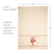 Sawyer Mill Red Windmill Muslin Unbleached Natural Tea Towel 19x28 (3 Piece Buy One, Get One Free Bundle)