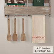 Sawyer Mill Red Farmhouse Muslin Unbleached Natural Tea Towel 19x28 (3 Piece Buy One, Get One Free Bundle)