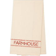 Sawyer Mill Red Farmhouse Muslin Unbleached Natural Tea Towel 19x28 (3 Piece Buy One, Get One Free Bundle)