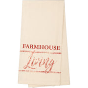Sawyer Mill Red Farmhouse Living Muslin Unbleached Natural Tea Towel 19x28 (3 Piece Buy One, Get One Free Bundle)