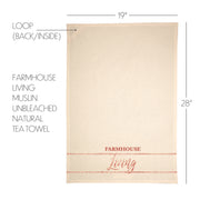 Sawyer Mill Red Farmhouse Living Muslin Unbleached Natural Tea Towel 19x28 (3 Piece Buy One, Get One Free Bundle)