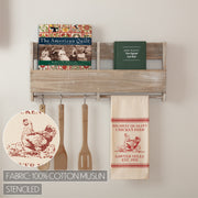 Sawyer Mill Red Chicken Muslin Unbleached Natural Tea Towel 19x28 (3 Piece Buy One, Get One Free Bundle)