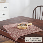 Custom House Burgundy Tan Jacquard Table Topper 20x20 (3 Piece Buy One, Get One Free Bundle)