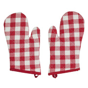 Annie Buffalo Check Red Oven Mitt Set of 2 (4 Piece Bundle)