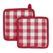 Annie Buffalo Check Red Oven Mitt Set of 2 (4 Piece Bundle)