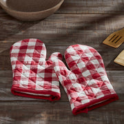 Annie Buffalo Check Red Oven Mitt Set of 2 (4 Piece Bundle)