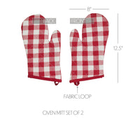 Annie Buffalo Check Red Oven Mitt Set of 2 (4 Piece Bundle)