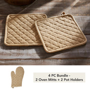 Burlap Natural Pot Holder Set of 2 8x8 (4 Piece Bundle)