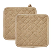 Burlap Natural Pot Holder Set of 2 8x8 (4 Piece Bundle)
