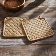 Burlap Natural Pot Holder Set of 2 8x8 (4 Piece Bundle)