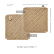 Burlap Natural Pot Holder Set of 2 8x8 (4 Piece Bundle)