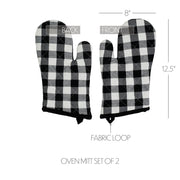 Annie Buffalo Check Black Oven Mitt Set of 2 (4 Piece Bundle)