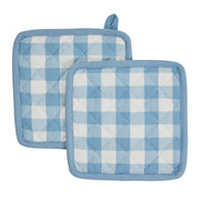 Annie Buffalo Check Blue Oven Mitt Set of 2 (4 Piece Bundle)