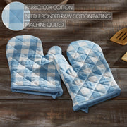 Annie Buffalo Check Blue Oven Mitt Set of 2 (4 Piece Bundle)