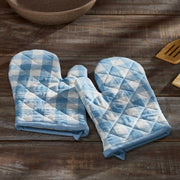 Annie Buffalo Check Blue Oven Mitt Set of 2 (4 Piece Bundle)