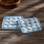 Annie Buffalo Check Blue Oven Mitt Set of 2 (4 Piece Bundle)