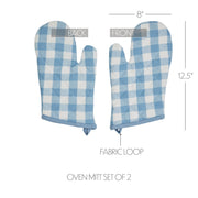 Annie Buffalo Check Blue Oven Mitt Set of 2 (4 Piece Bundle)