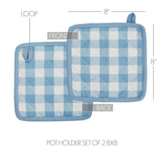 Annie Buffalo Check Blue Oven Mitt Set of 2 (4 Piece Bundle)