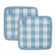 Annie Buffalo Check Blue Oven Mitt Set of 2 (4 Piece Bundle)