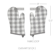 Annie Buffalo Check Grey Oven Mitt Set of 2 (4 Piece Bundle)