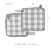 Annie Buffalo Check Grey Oven Mitt Set of 2 (4 Piece Bundle)