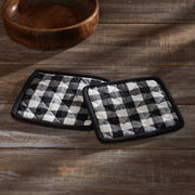 Annie Buffalo Check Black Pot Holder Set of 2 8x8 (4 Piece Buy One, Get One Free Bundle)