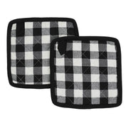 Annie Buffalo Check Black Pot Holder Set of 2 8x8 (4 Piece Buy One, Get One Free Bundle)