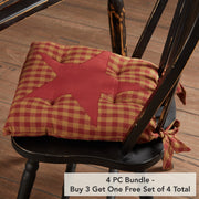 Burgundy Star Chair Pad (4 Piece Buy One, Get One Free Bundle)
