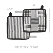 Sawyer Mill Black Pot Holder Set of 2 8x8 (4 Piece Buy One, Get One Free Bundle)