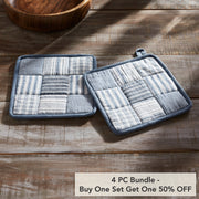 Sawyer Mill Blue Pot Holder Set of 2 8x8 (4 Piece Buy One, Get One Free Bundle)