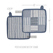 Sawyer Mill Blue Pot Holder Set of 2 8x8 (4 Piece Buy One, Get One Free Bundle)