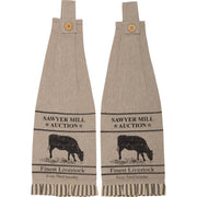Sawyer Mill Charcoal Cow Button Loop Tea Towel Set of 2 (4 Piece Buy One, Get One Free Bundle)