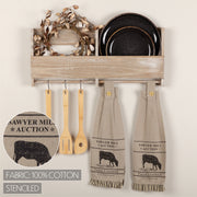 Sawyer Mill Charcoal Cow Button Loop Tea Towel Set of 2 (4 Piece Buy One, Get One Free Bundle)