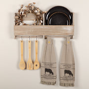 Sawyer Mill Charcoal Cow Button Loop Tea Towel Set of 2 (4 Piece Buy One, Get One Free Bundle)