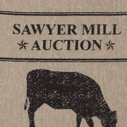 Sawyer Mill Charcoal Cow Button Loop Tea Towel Set of 2 (4 Piece Buy One, Get One Free Bundle)