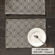 Custom House Black Tan Jacquard Placemat Set of 2 13x19 (6 Piece Bundle)