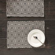 Custom House Black Tan Jacquard Placemat Set of 2 13x19 (6 Piece Bundle)