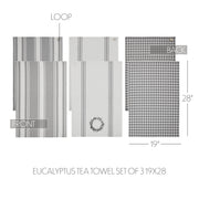 Finders Keepers Eucalyptus Tea Towel Set of 3 19x28 (6 Piece Buy One, Get One Free Bundle)