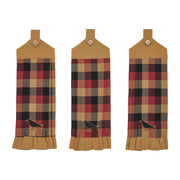 Heritage Farms Primitive Check Button Loop Tea Towel Set of 3 (6 Piece Buy One, Get One Free Bundle)