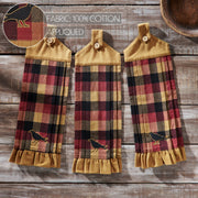 Heritage Farms Primitive Check Button Loop Tea Towel Set of 3 (6 Piece Buy One, Get One Free Bundle)