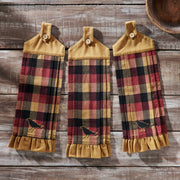 Heritage Farms Primitive Check Button Loop Tea Towel Set of 3 (6 Piece Buy One, Get One Free Bundle)