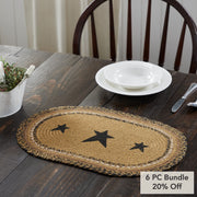 Kettle Grove Jute Placemat Stencil Stars 12x18 (6 Piece Bundle)