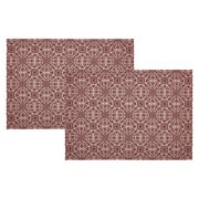 Custom House Burgundy Tan Jacquard Placemat Set of 2 13x19 (6 Piece Bundle)