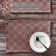 Custom House Burgundy Tan Jacquard Placemat Set of 2 13x19 (6 Piece Bundle)