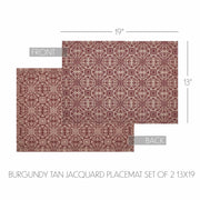 Custom House Burgundy Tan Jacquard Placemat Set of 2 13x19 (6 Piece Bundle)