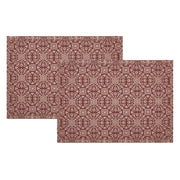 Custom House Burgundy Tan Jacquard Placemat Set of 2 13x19 (6 Piece Bundle)