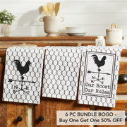 Down Home Our Roost Tea Towel Set of 3 19x28 (6 Piece Buy One, Get One Free Bundle)