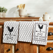 Down Home Our Roost Tea Towel Set of 3 19x28 (6 Piece Buy One, Get One Free Bundle)